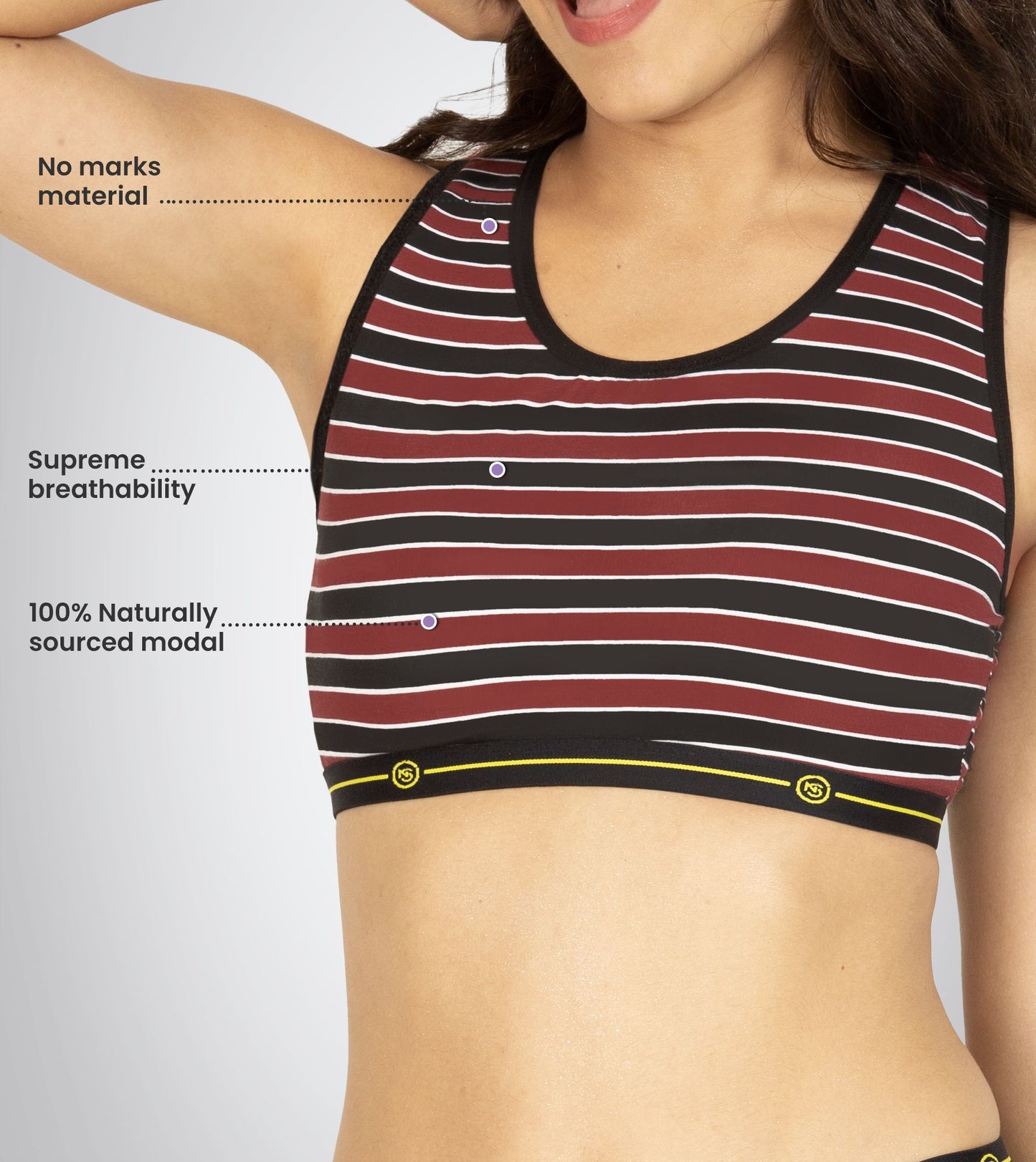 Maroon Zebra Micro Modal Sports Bra