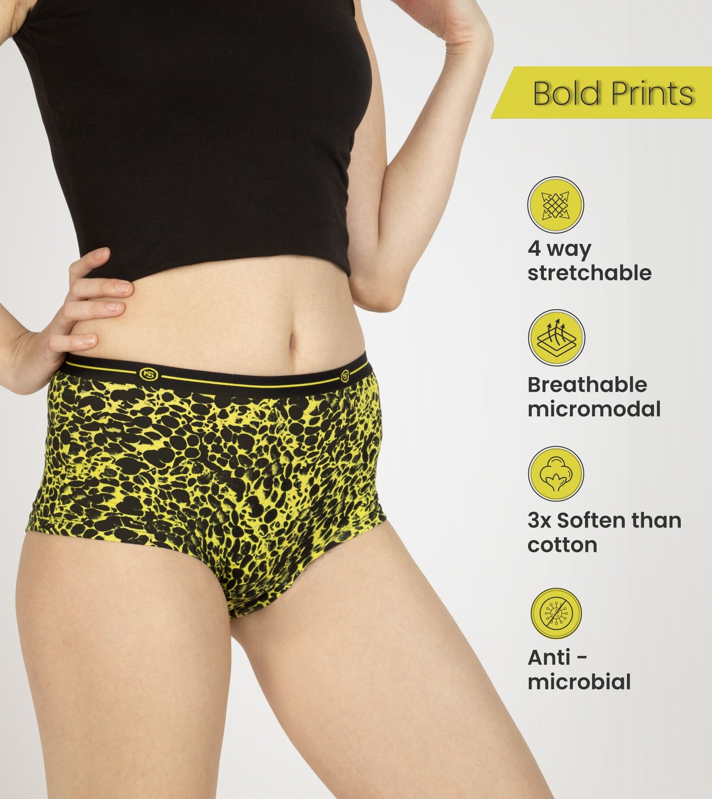 Lime Leopard Micro Modal Boyshorts Women Underwear