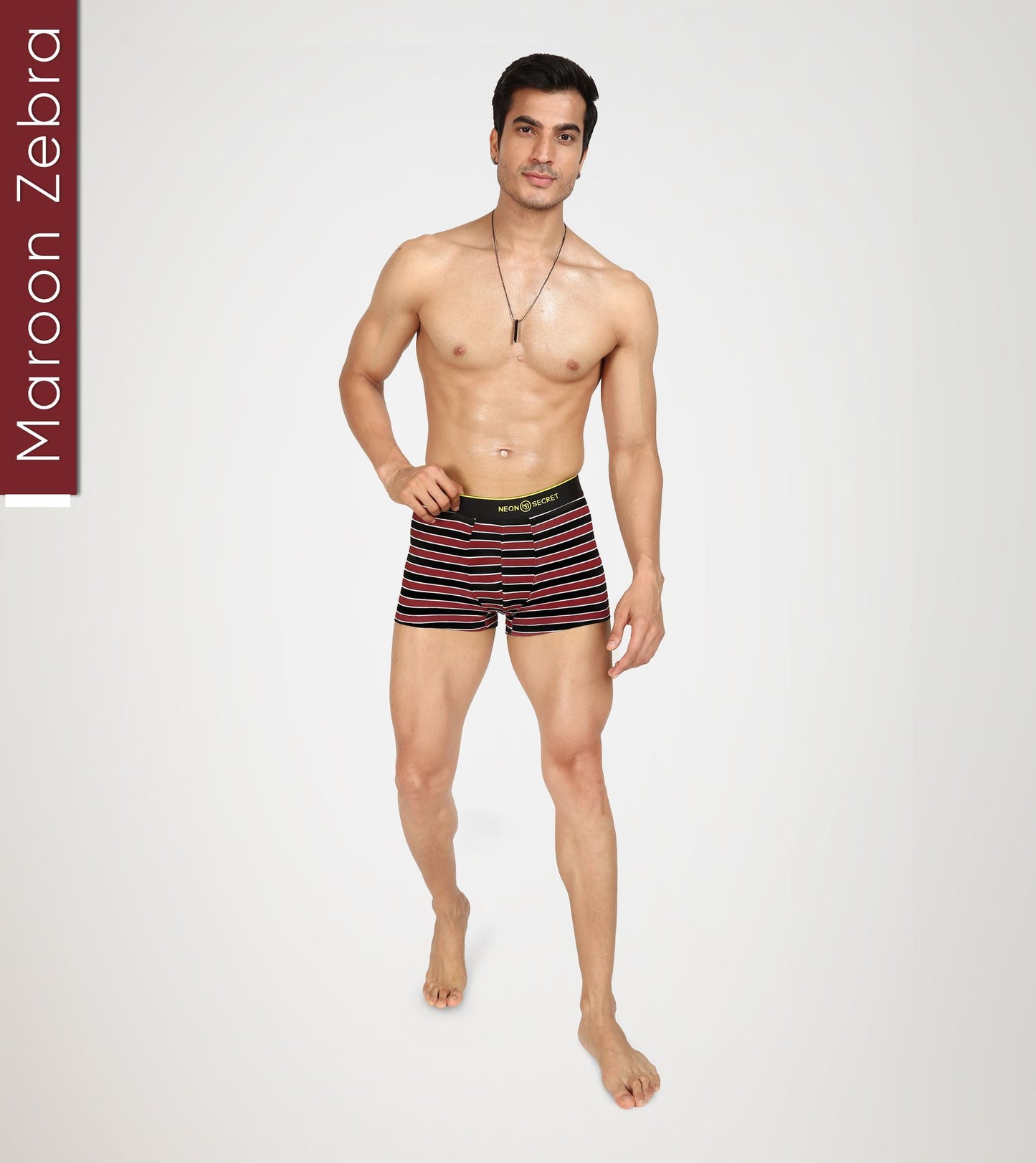 Maroon Zebra Micro Modal Men's Trunk Underwear