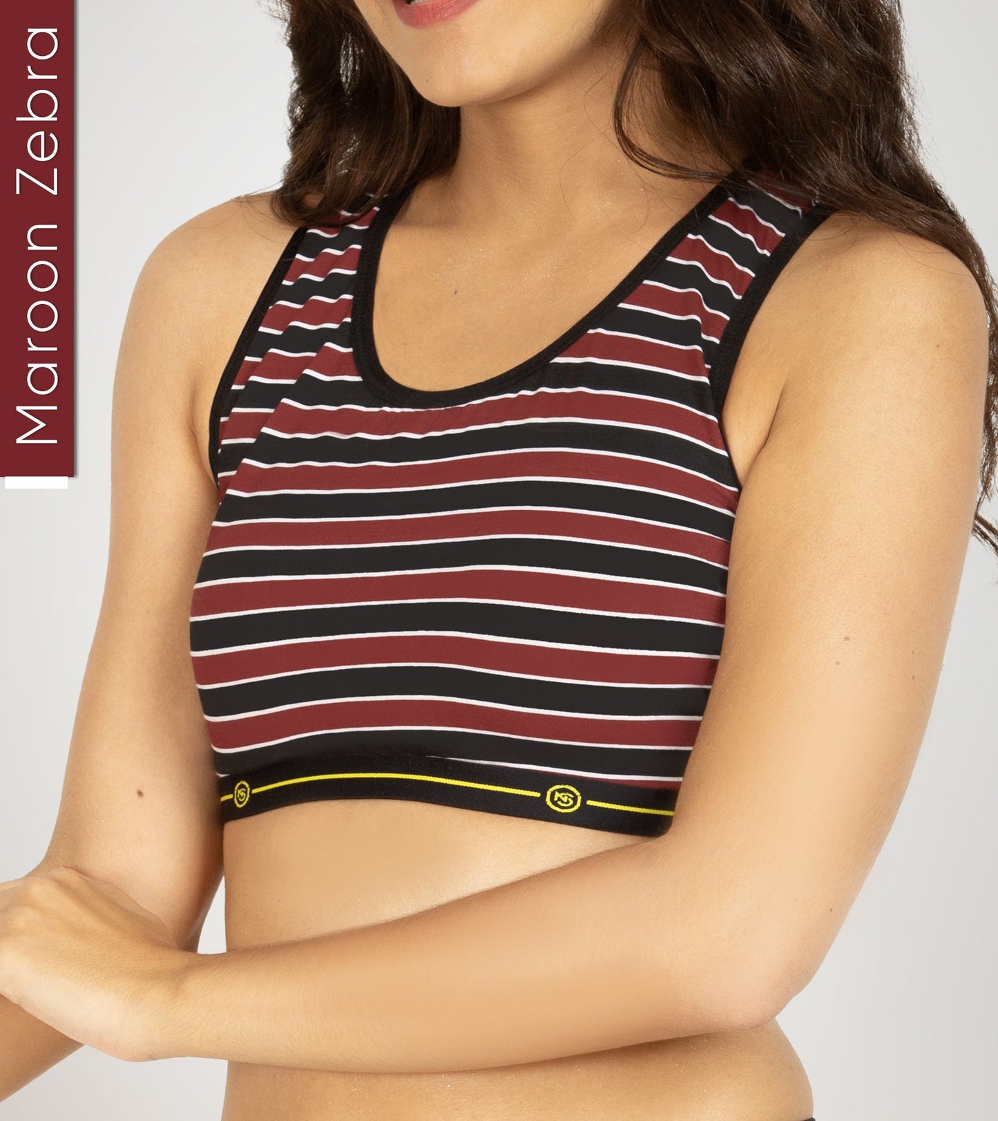 Maroon Zebra Micro Modal Sports Bra