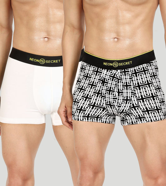 Elegant Duo: Creamy White Trunk and Printed Maze Set - Pack of Two