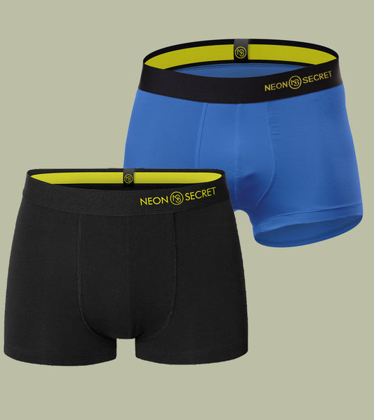 Micro Modal Antibacterial Trunks- Pack of 2 (Midnight Black and Sapphire Blue)