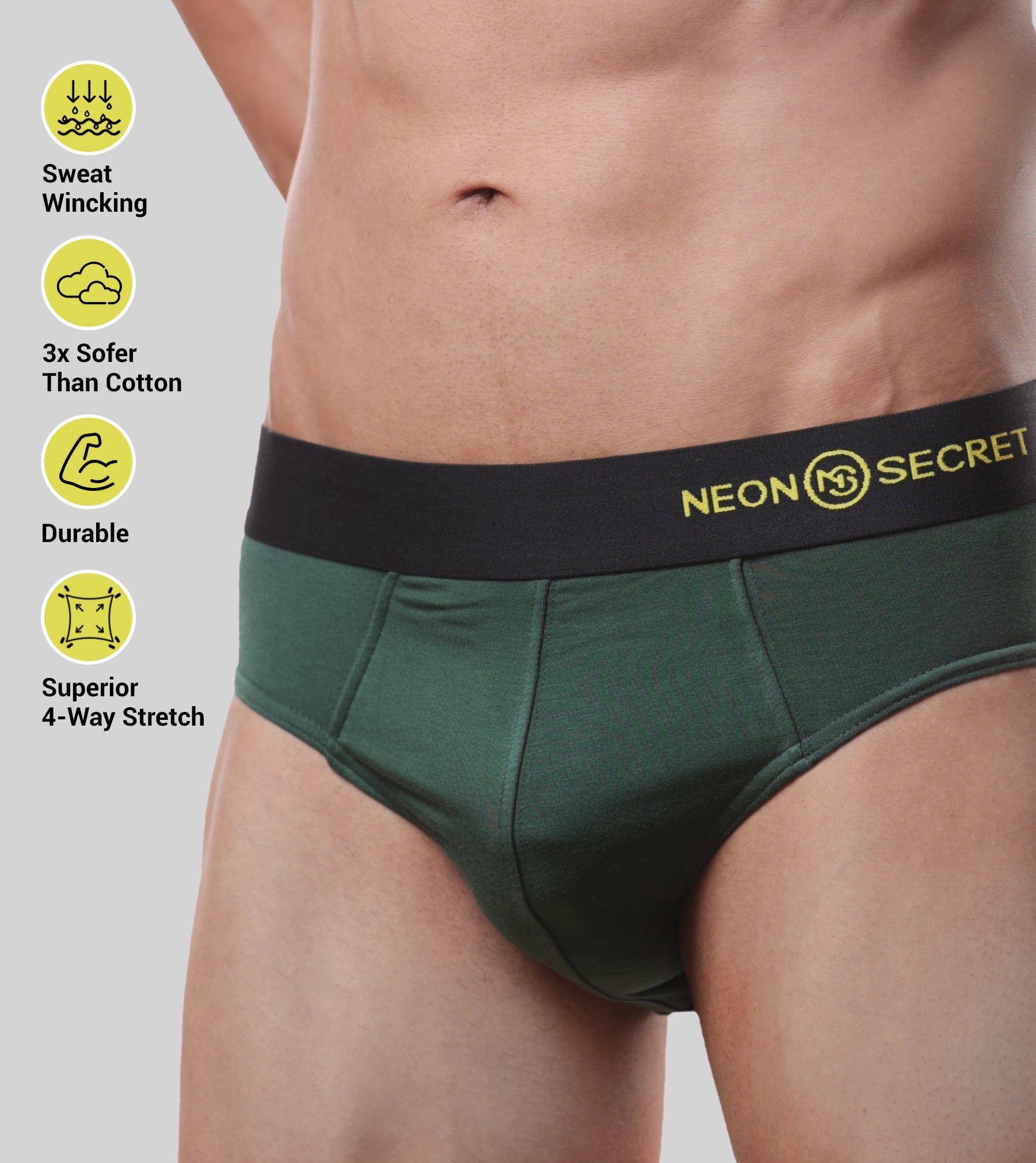 NEON SECRET Men's Underwear, Premium Micromodal Briefs| Ultimate Comfort &  Breathability | Soft, Antimicrobial | Men's Underwear with Microfiber
