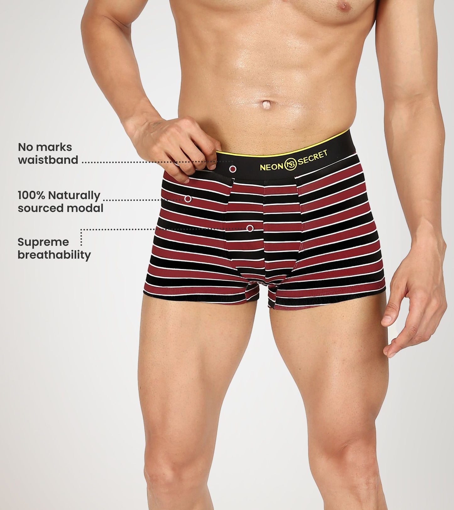 Maroon Zebra Micro Modal Men's Trunk Underwear