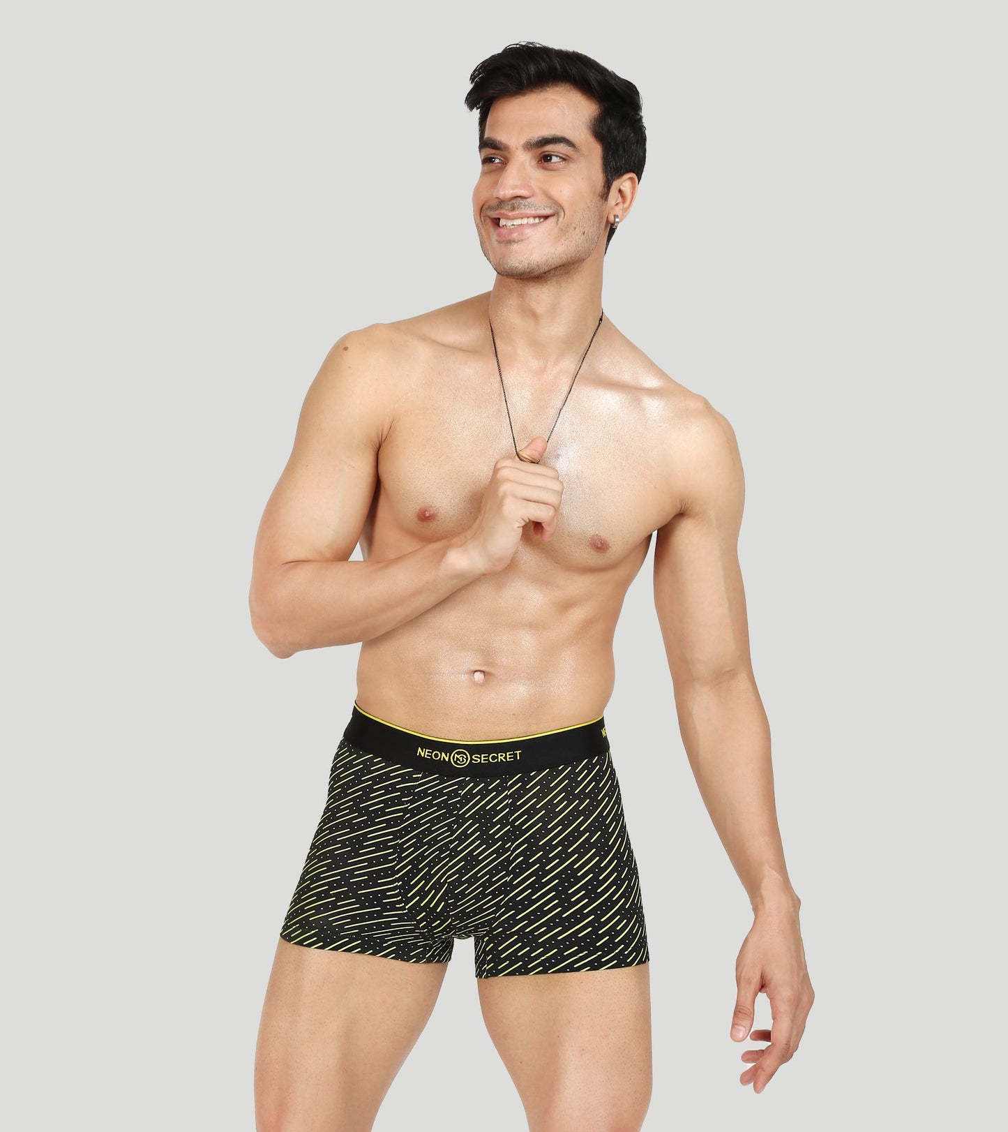 Stellar Duo: Black Trunk and Printed Raining Star Micro Modal Men's Trunk Underwear