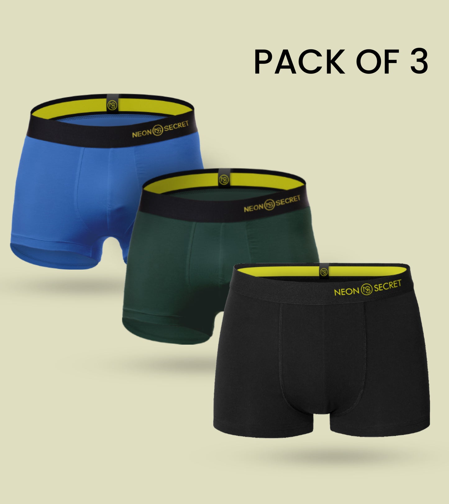 Super comfy Micro-modal Trunk- Pack of 3 (Sapphire Blue, Pine Green, Midnight Black)