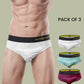 Men's Breathable Briefs- Pack of 3 (Milky White, Spear Mint, Claret)