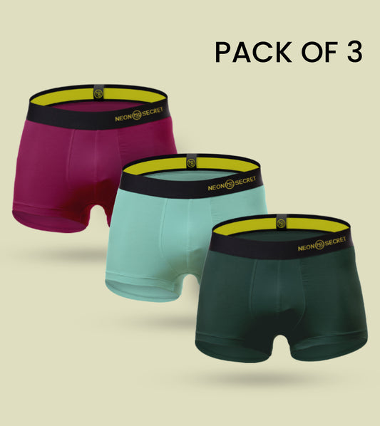 Super comfy Micro-modal Trunk- Pack of 3 (Claret, Spear Mint, Pine Green)