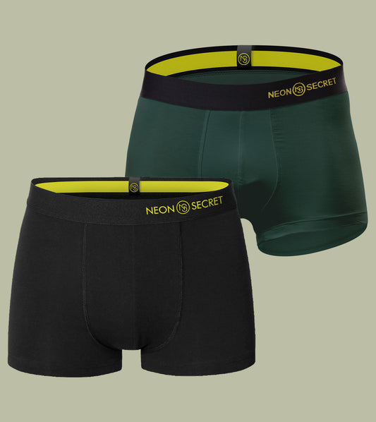 Micro Modal Antibacterial Trunks- Pack of 2 (Midnight Black and Pine Green)