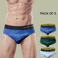 Men's Breathable Briefs- Pack of 3 (Sapphire Blue, Pine Green, Martini Blue)