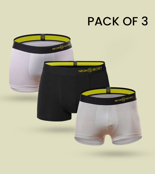Super comfy Micro-modal Trunk- Pack of 3 (Milky White, Midnight Black, Steel Grey)